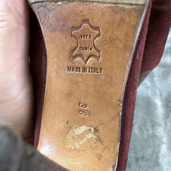 Suede Ankle Boots Women's 5.5 (36) Burgundy Red Stiletto - Picture 6 of 8